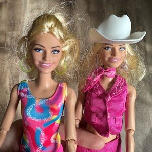Margot Barbie Dolls Rollerskate and Cowgirl The Barbie Movie